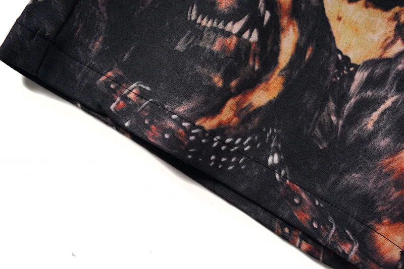 Black Roaring Hound Dog Graphic Shorts