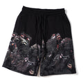 Black Roaring Orangutan Striped Graphic Shorts