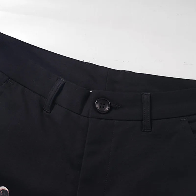 Black Roaring Hound Dog Graphic Shorts