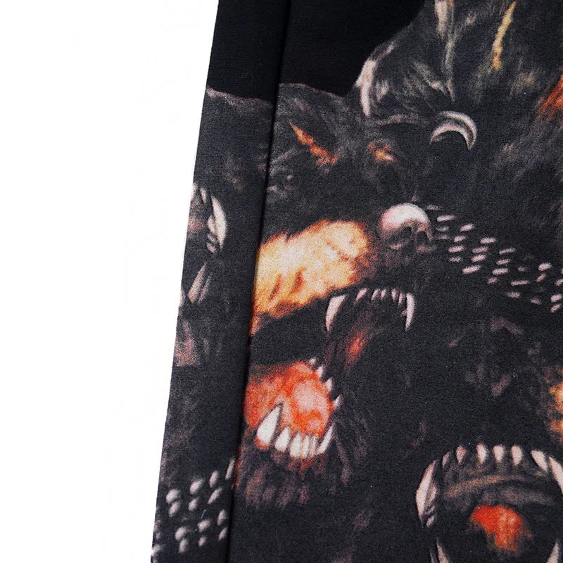 Black Roaring Hound Dog Graphic Shorts
