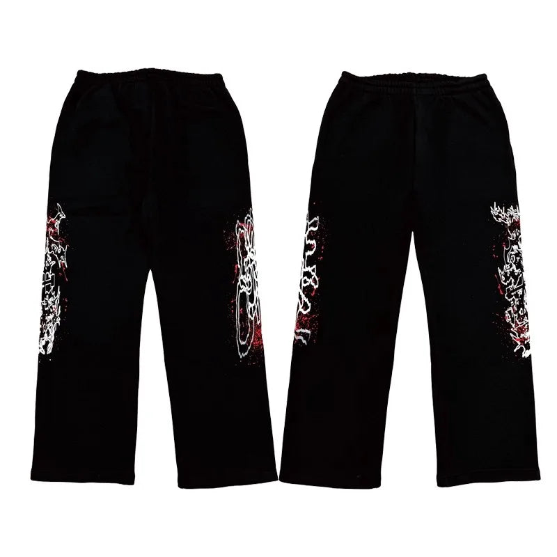 Black Statement Bold Print Cargo Pants