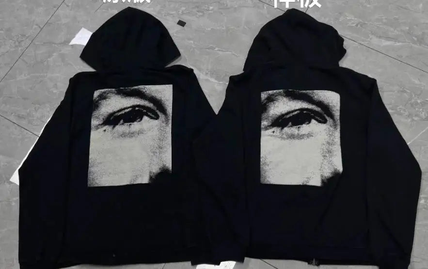 Black Ullover Graphic Zip Hoodie