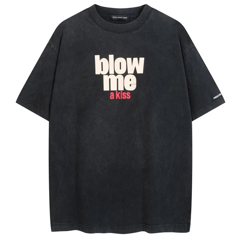 Black Blow Kiss Loose Graphic Tee