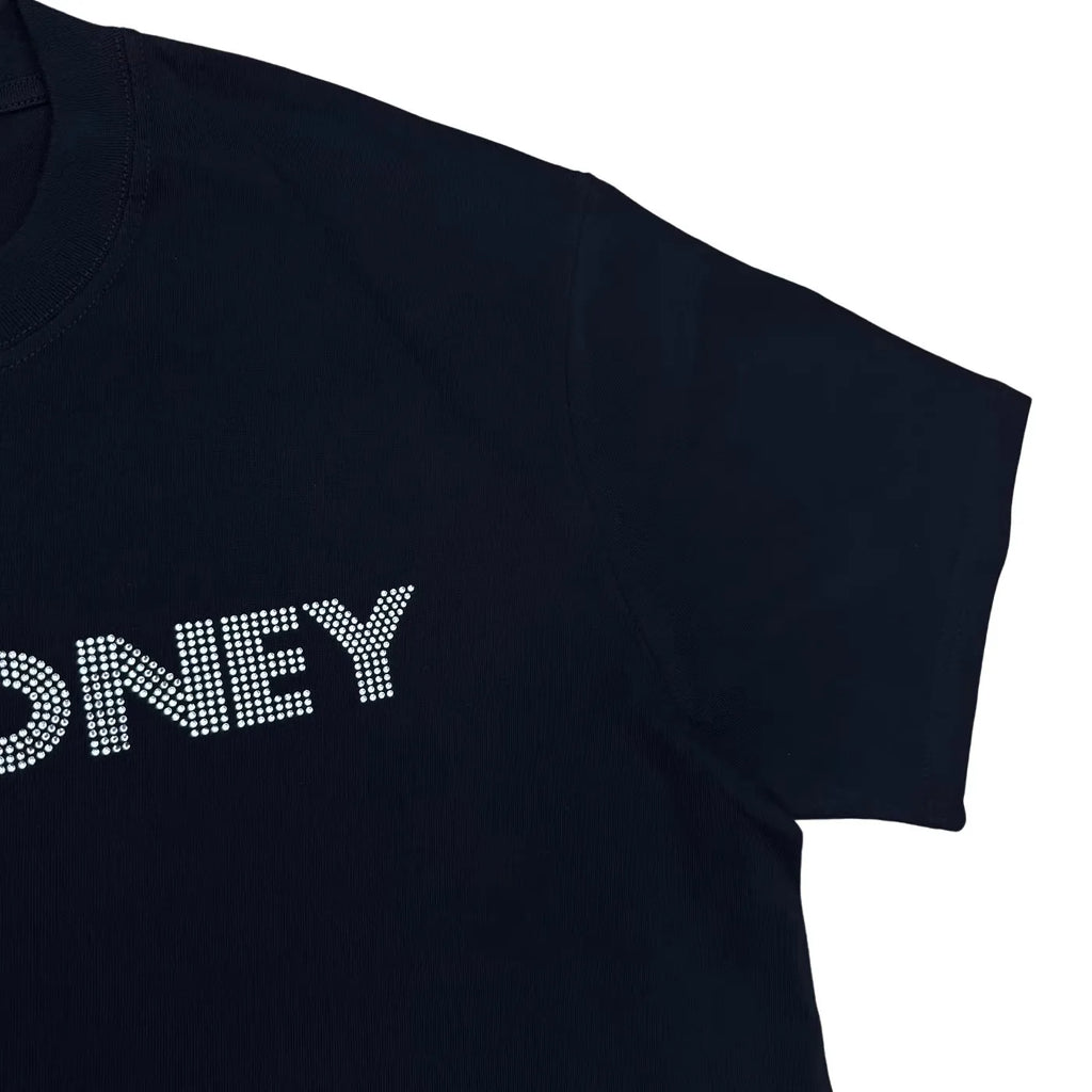 Black Rhinestone Destory Lonely Graphic Tee