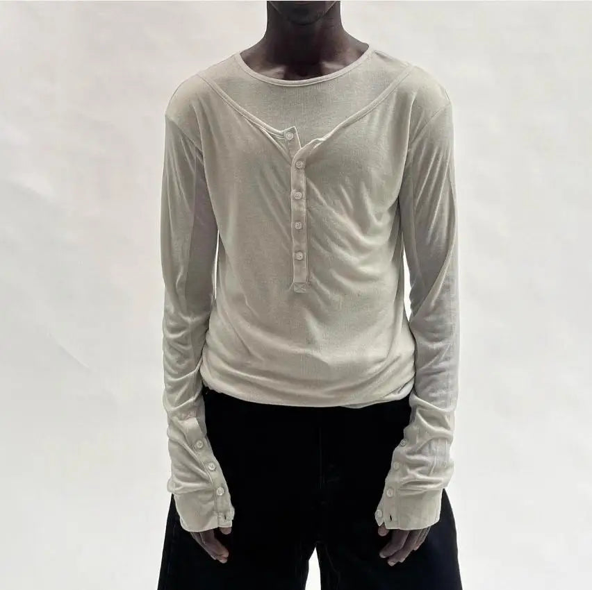 Black Double Layered Long-Sleeve Graphic Tee