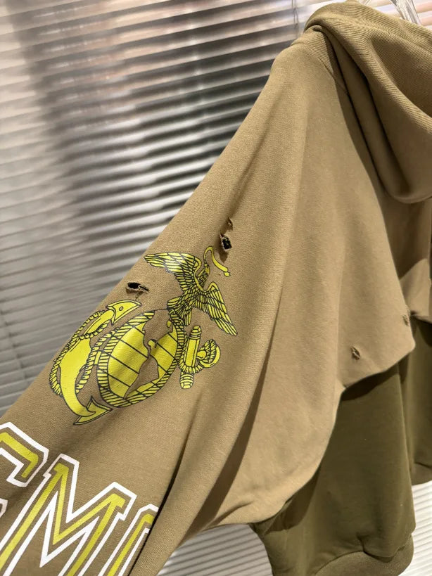 Green Marine Corps Graphic Hoodie