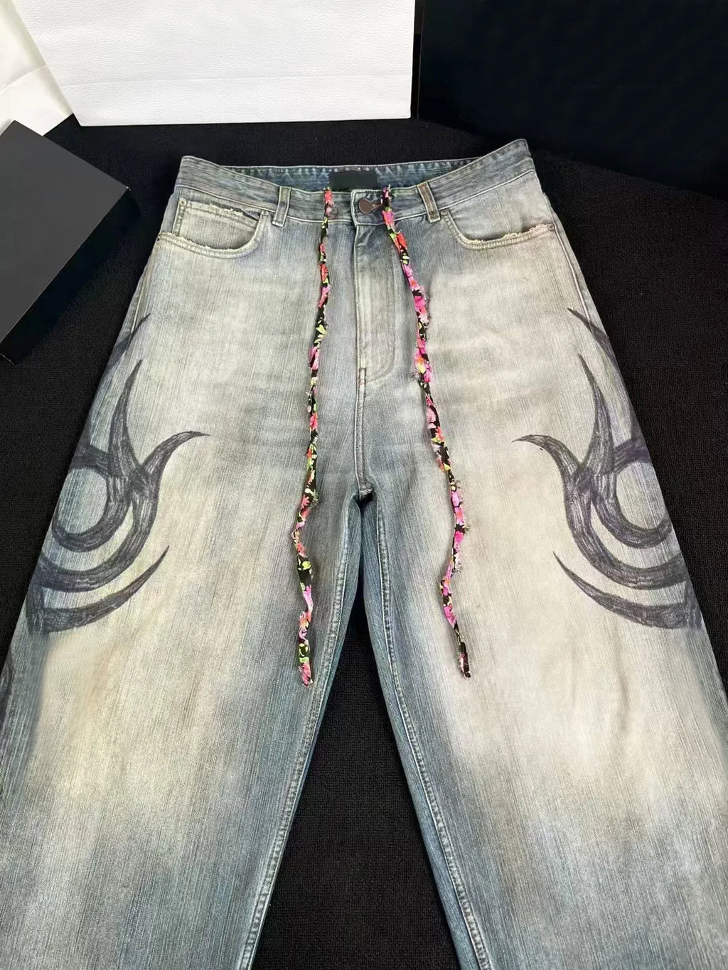 Black Candy Chain Straight-Leg Jeans