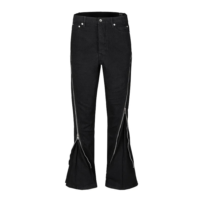 Black Folding Straight-Leg Jeans