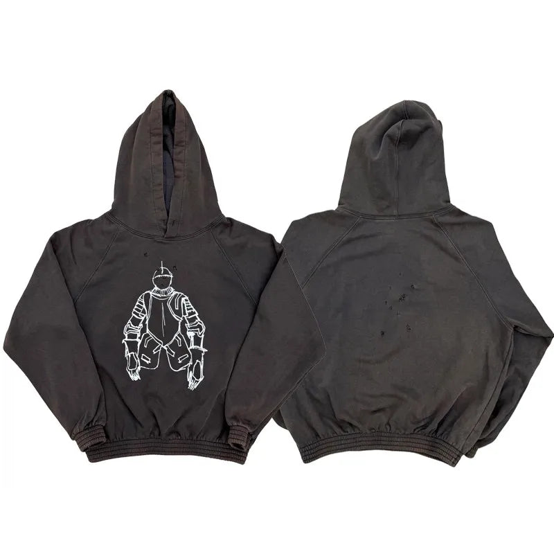 Charcoal Knight Graphic Zip Hoodie