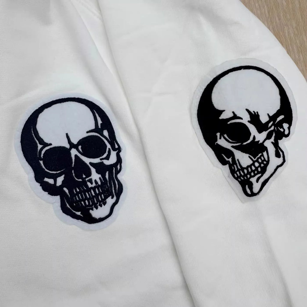Charcoal Skull Face Graphic Hoodie