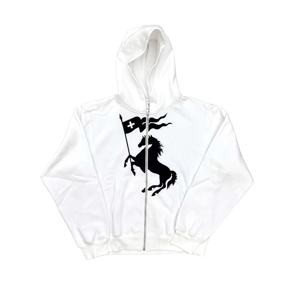 Black Hot Color Graphic Zip Hoodie