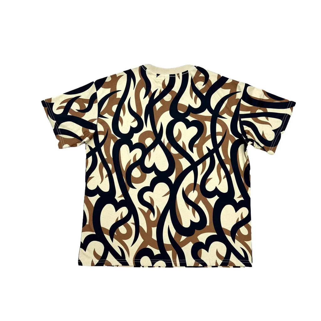 Black Tribal Heart Camo Graphic Tee