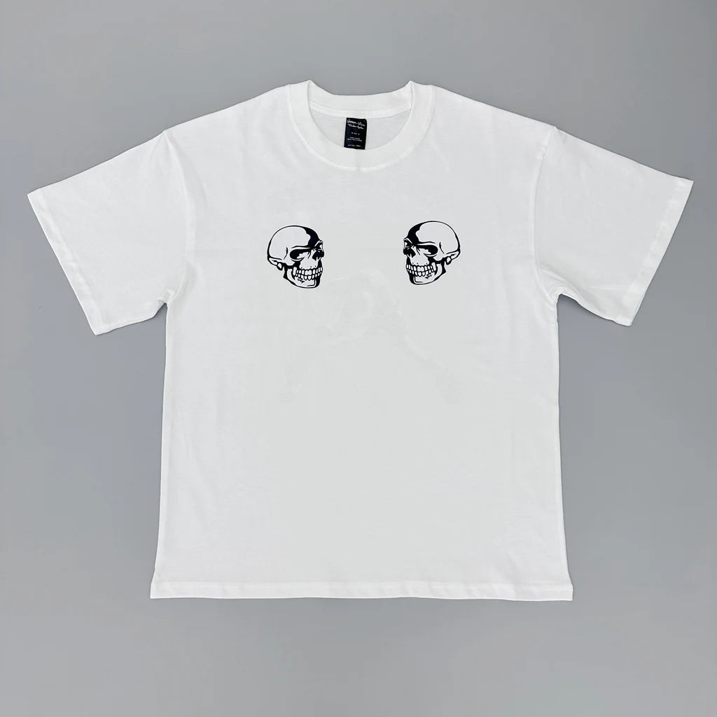 Beige Skull Head Guitar Graphic Tee