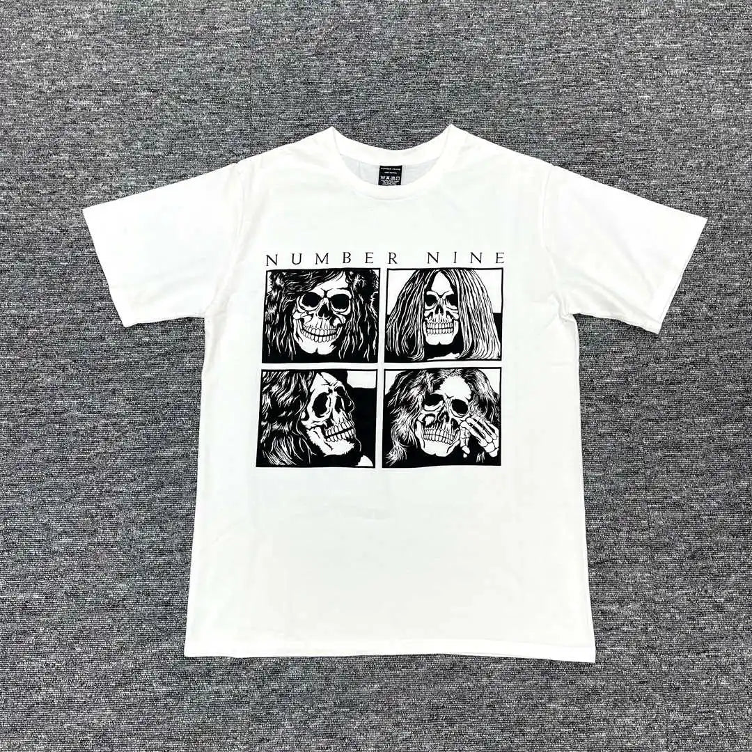 Beige Rock Band Skull Graphic Tee