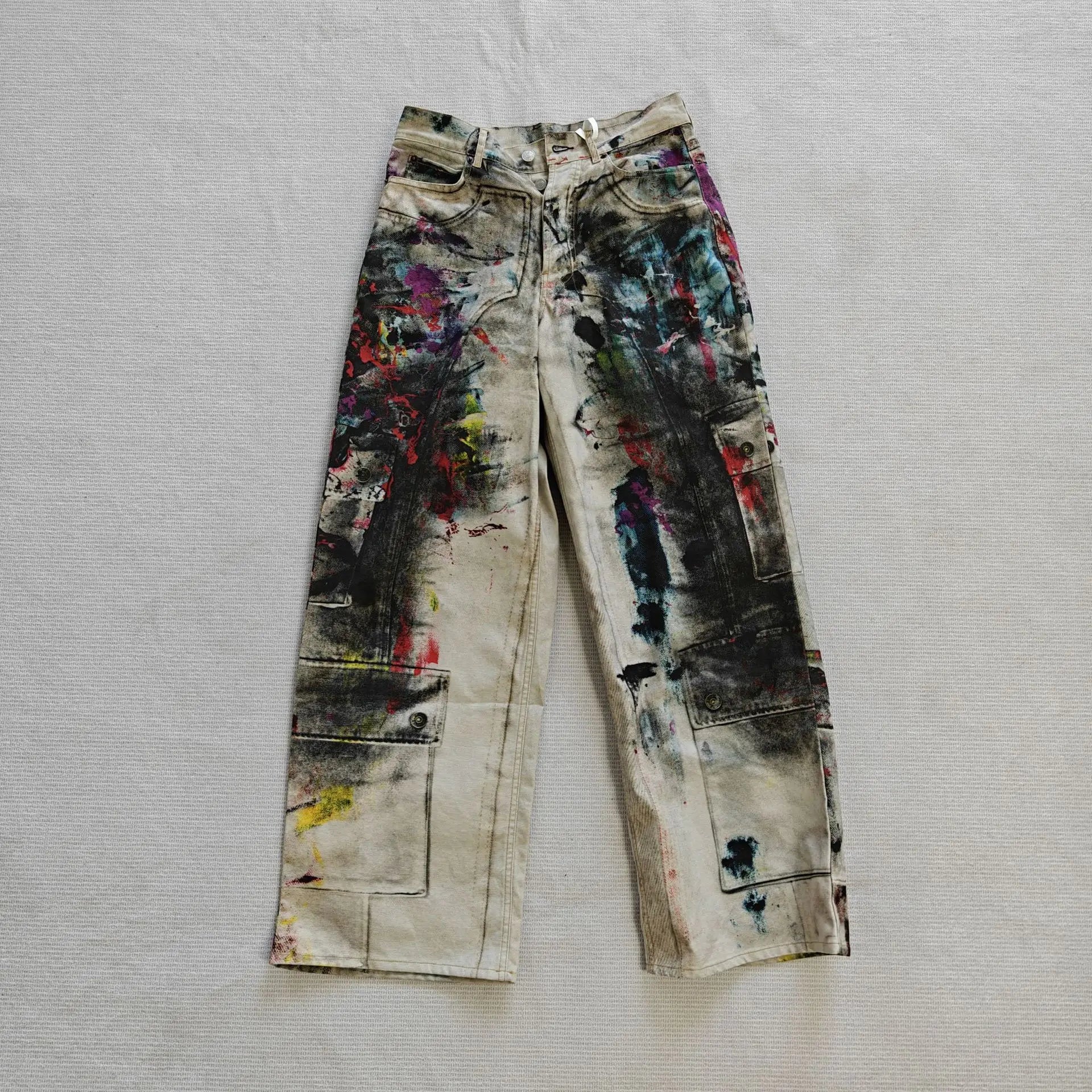 Beige Candy Ink Straight-Leg Jeans