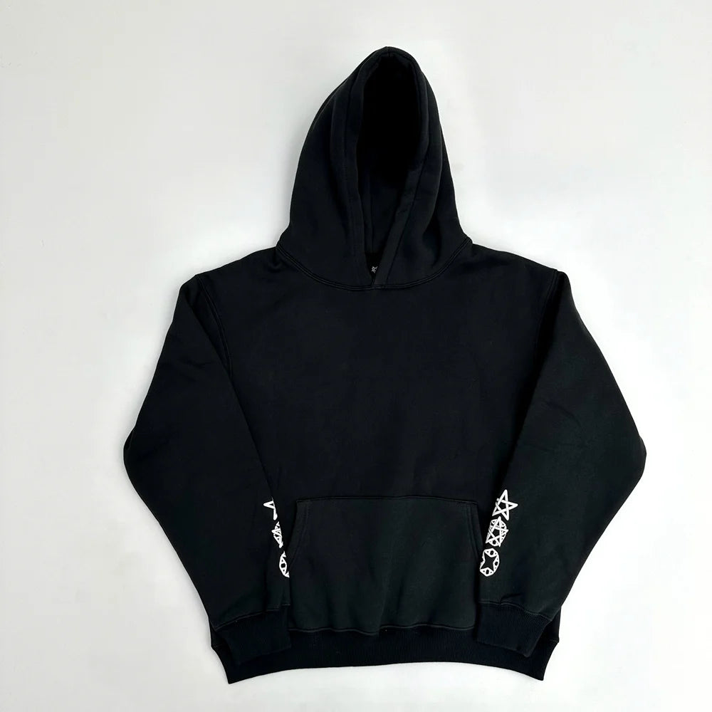Black Distressed Bold Artwork Graphic Hoodie