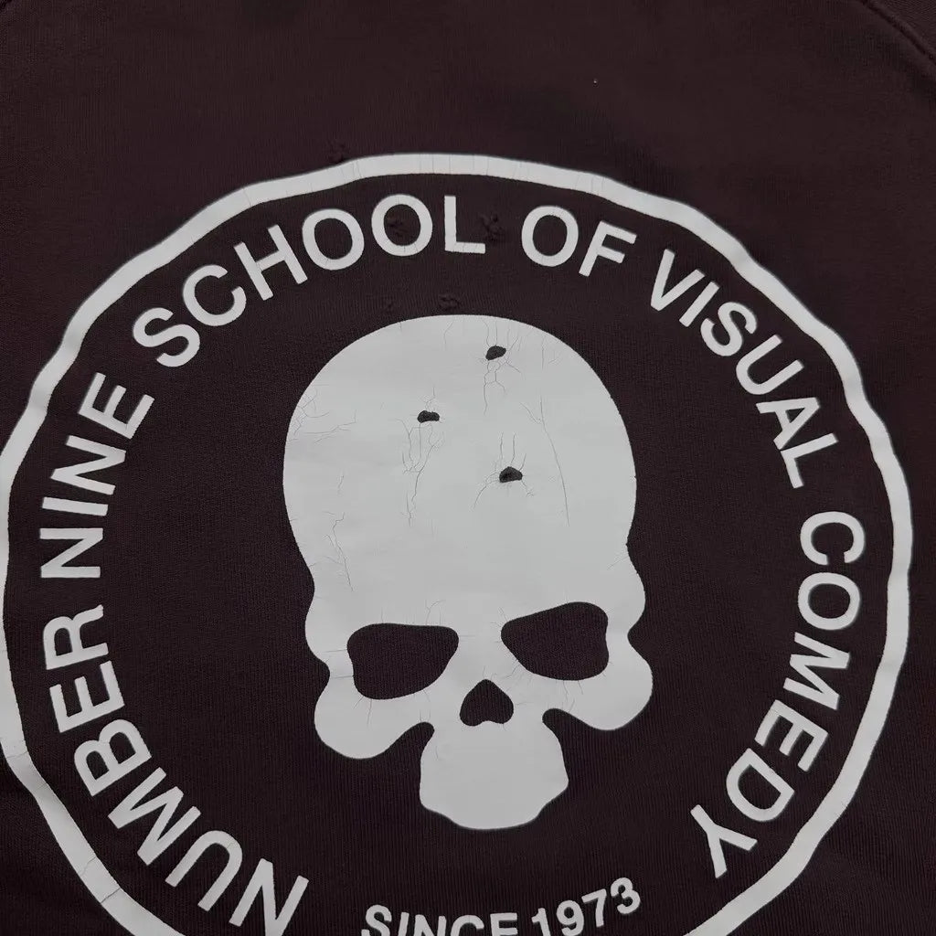 Charcoal School Visual Skull Graphic Hoodie