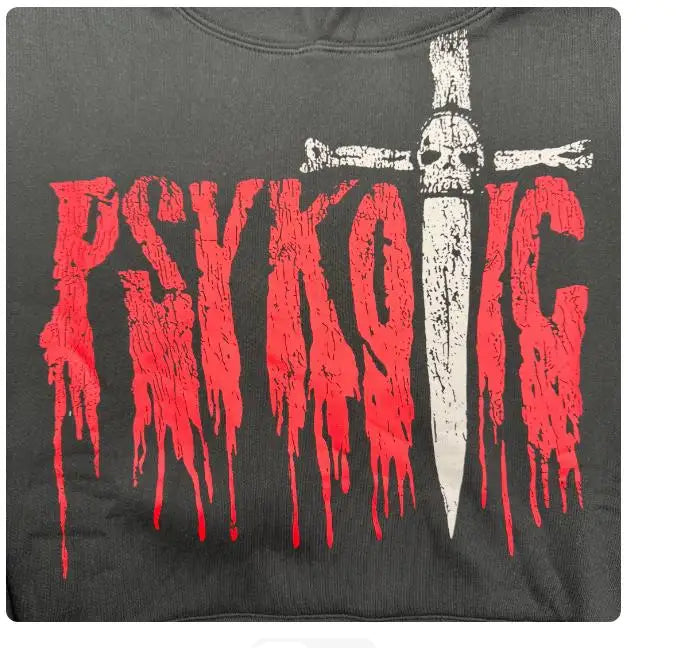 Black Psykotic Skull Sword Graphic Hoodie