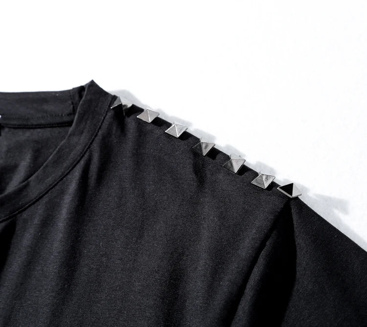 Black Metal Rivet Punky Graphic Tee