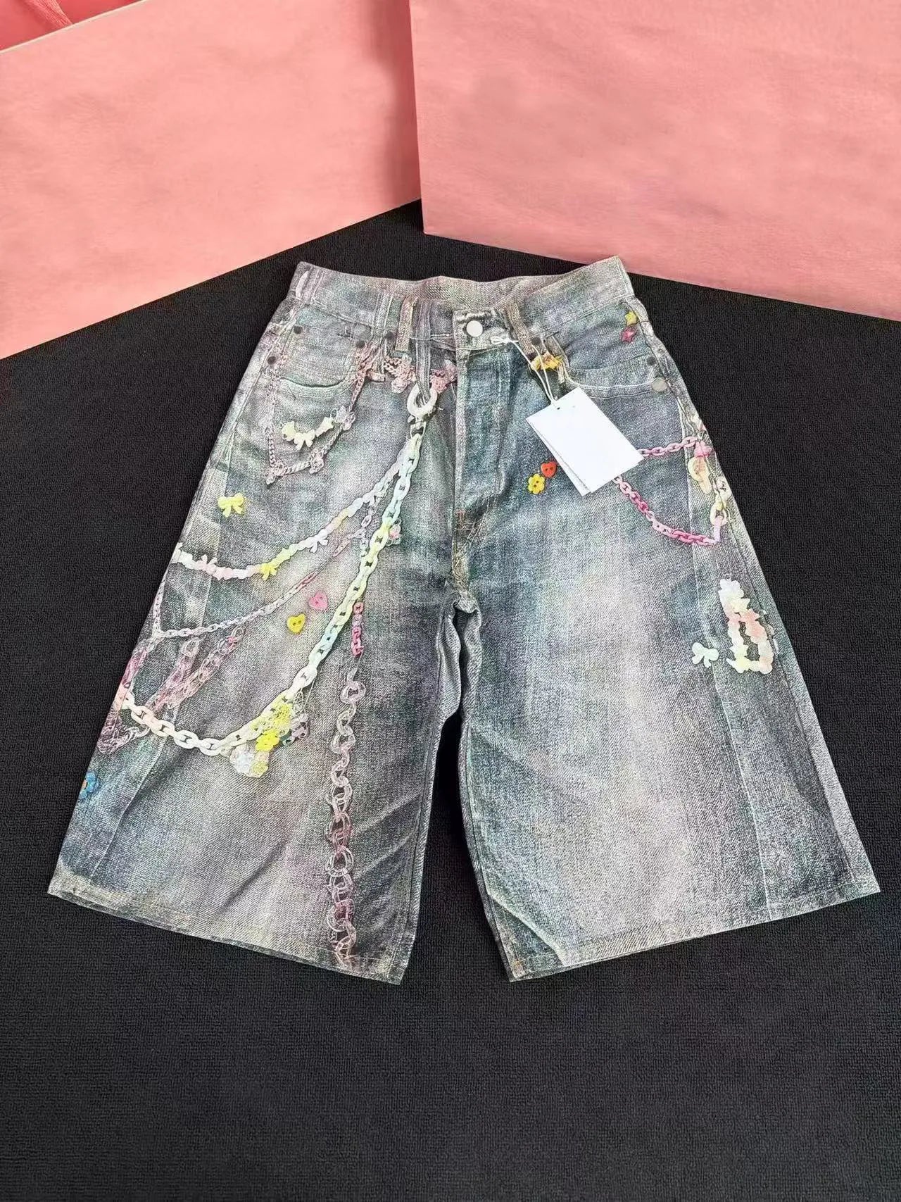 White Candy Chain Straight-Leg Jeans