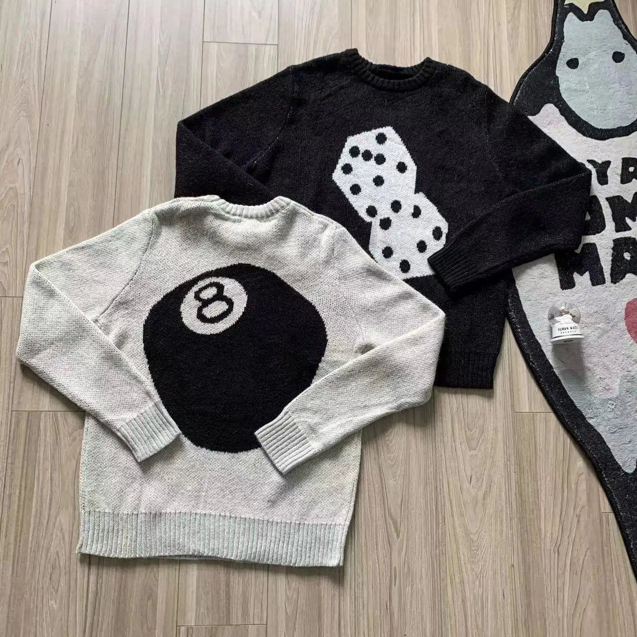 Billiards Black Eight Mohair Graphic Sweater