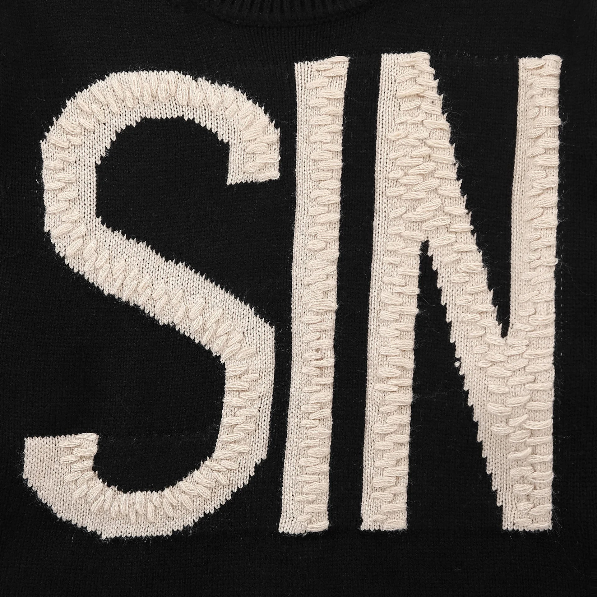 Sin Youth Black Knit Graphic Sweater