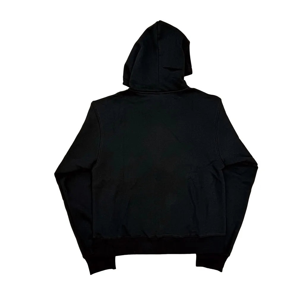 Black Bold Print Graphic Zip Hoodie