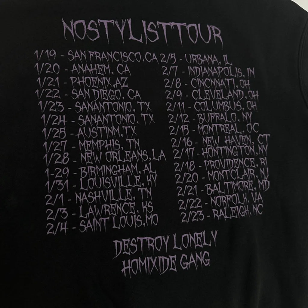 Black Distressed Bold Motif Graphic Hoodie