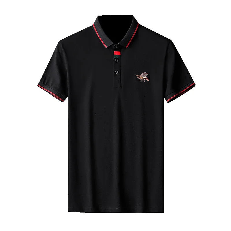 Charcoal Striped Collar Spider Polo Shirt