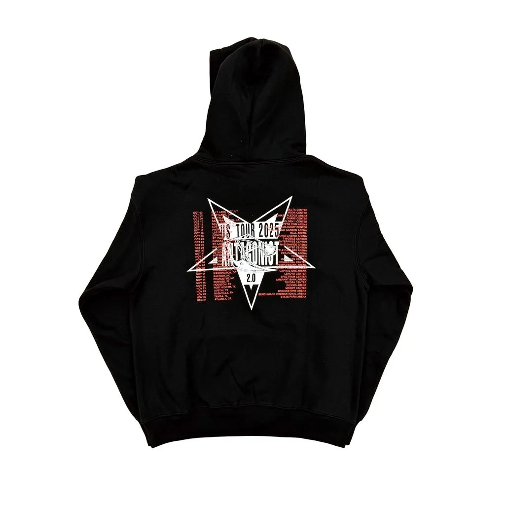 Black Cross Bold Print Graphic Hoodie