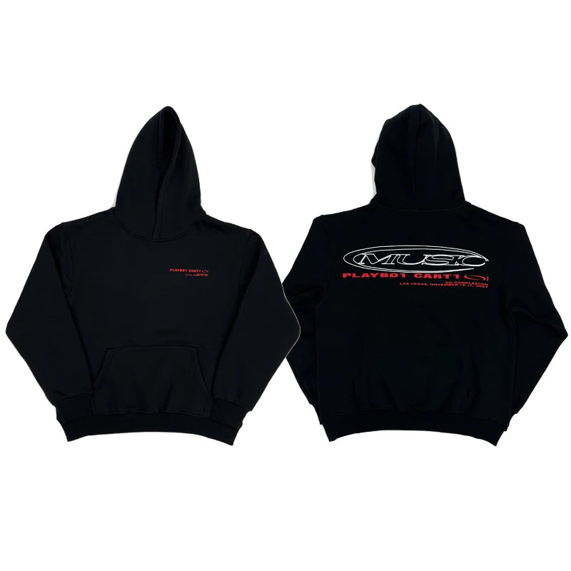Black Complex Graphic Hoodie