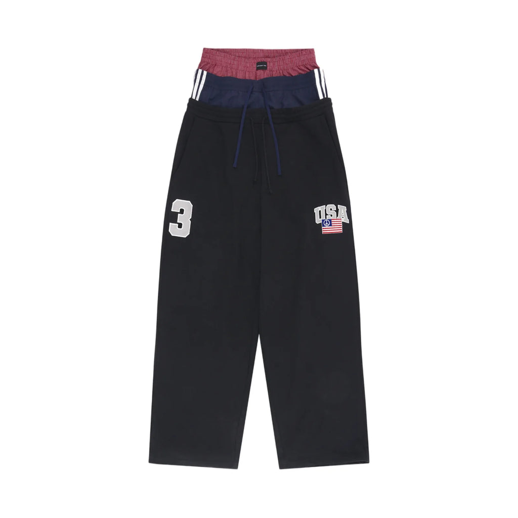 Black Waists Paratrooper Nylon Cargo Pants
