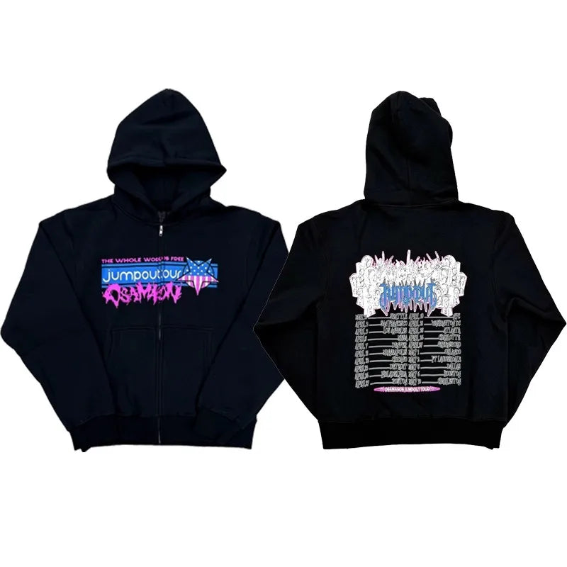 Black Jumpout World Free Graphic Hoodie