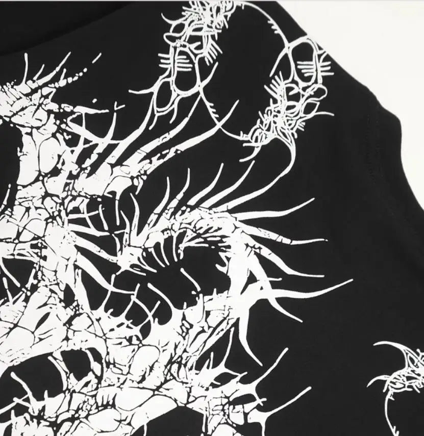 Black Statement Retro Motif Graphic Tee