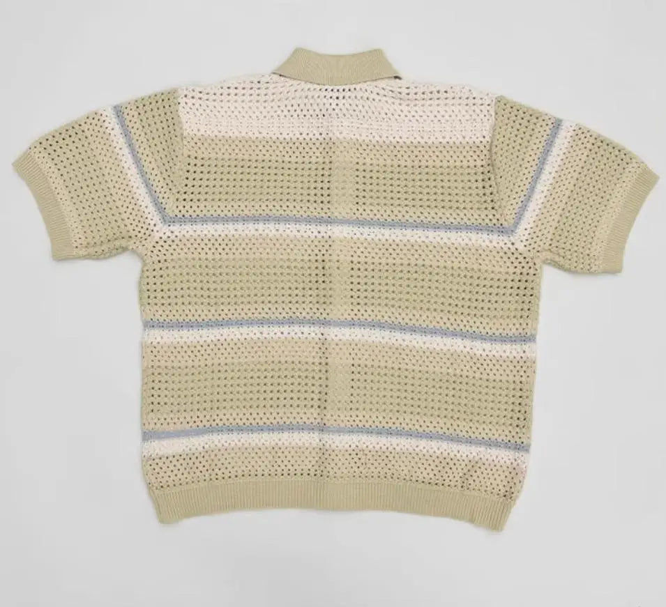 Beige Keith Crochet Buttondown Polo Shirt