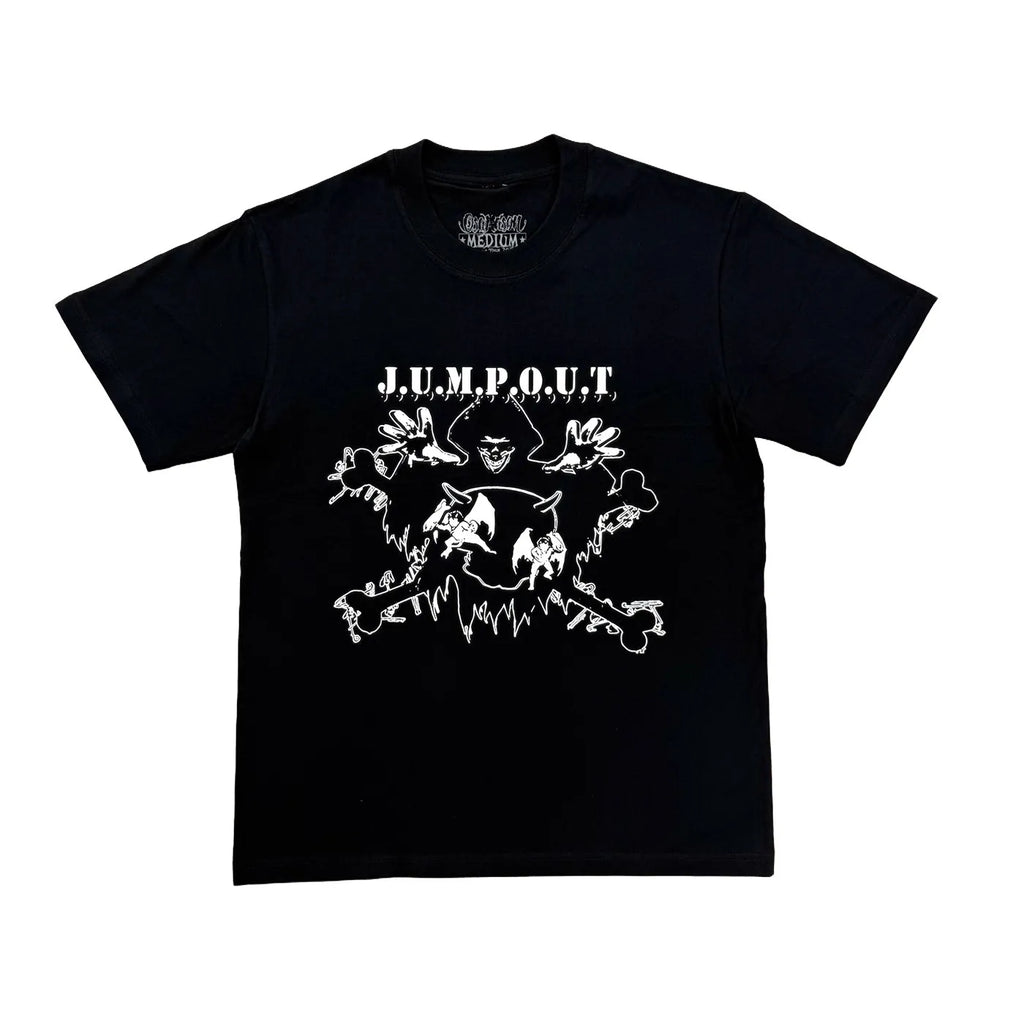 Black Jumpout Skull Fishes Graphic Tee