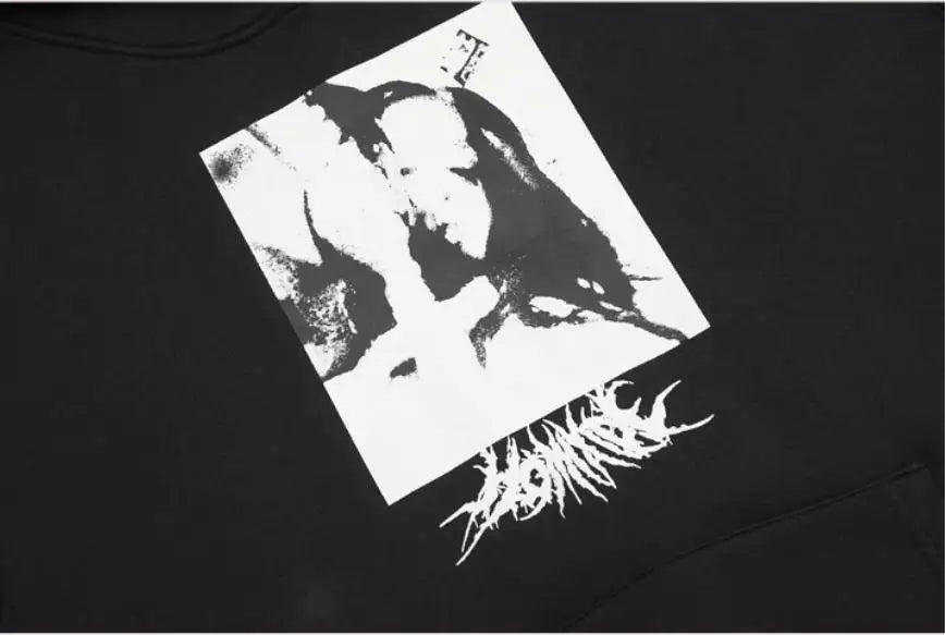 Black Statement Bold Artwork Graphic Hoodie