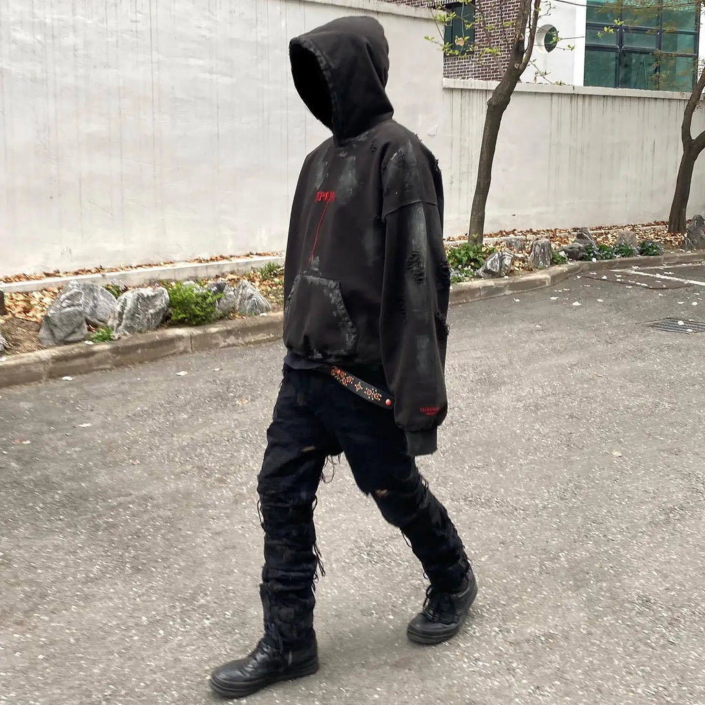 Beige Wash Graphic Hoodie