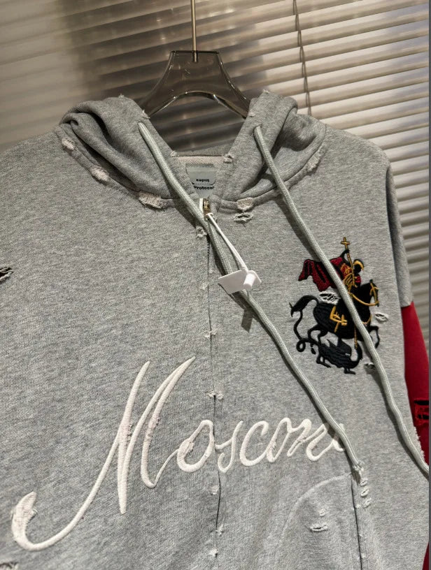 Beige Statement Graphic Hoodie