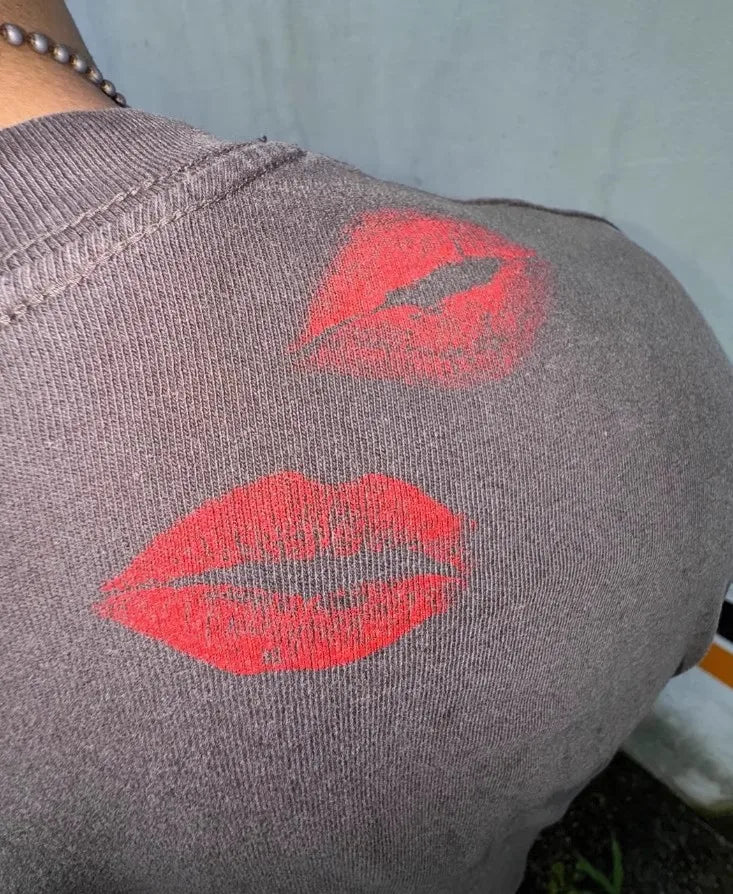 Black Blow Kiss Loose Graphic Tee