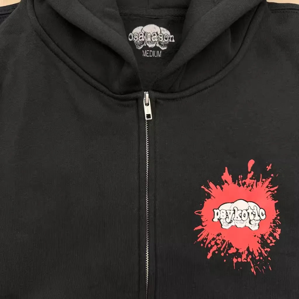 Black Pyskotic Born Graphic Zip Hoodie