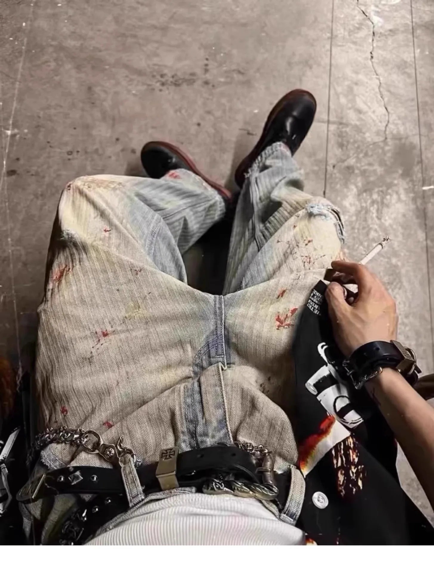 White Blood Straight-Leg Jeans