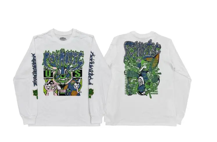 White Psykotic Bunny Longsleeves Graphic Tee