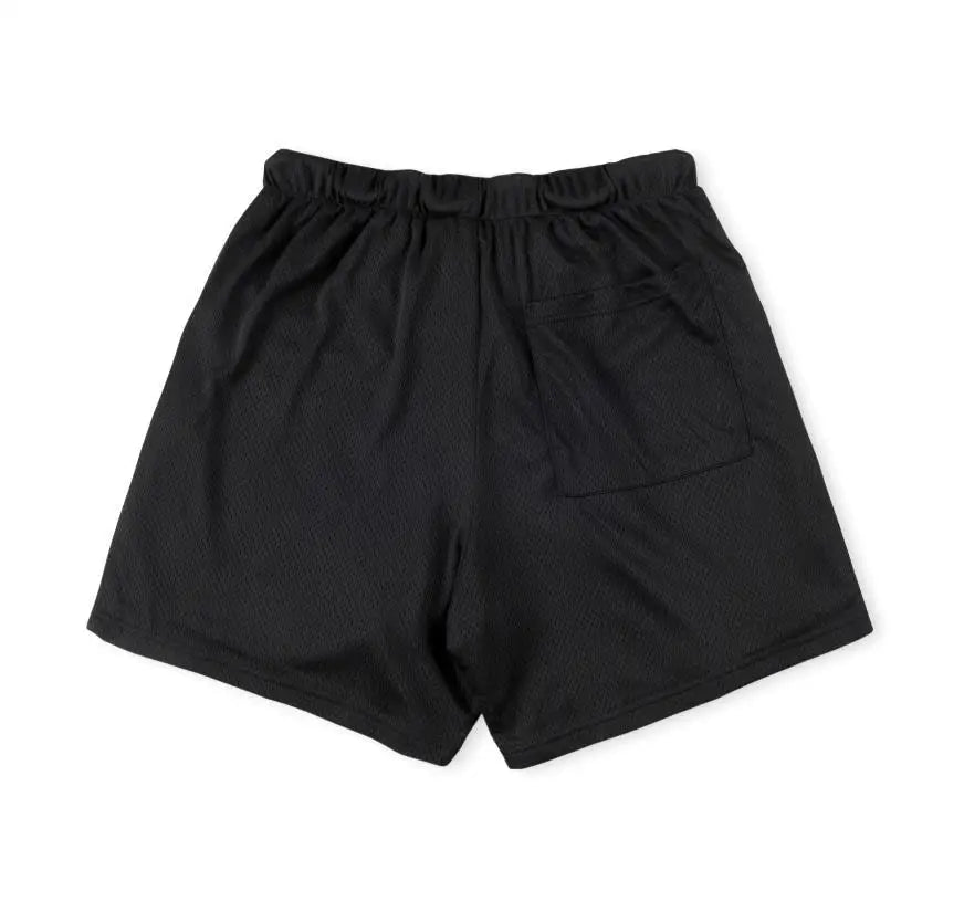 Black Mesh Graphic Shorts