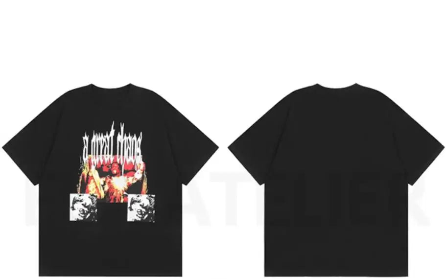 Black Statement Retro Emblem Graphic Tee