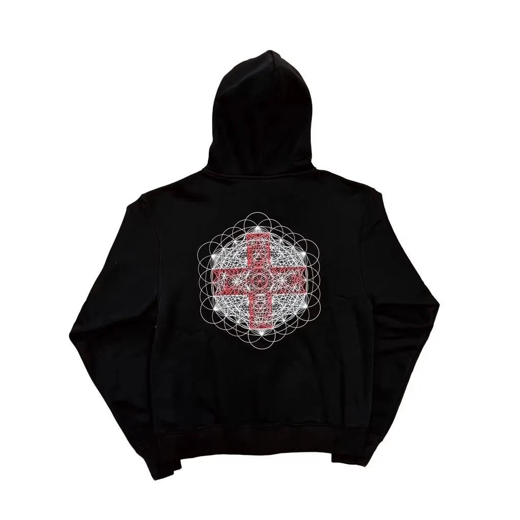 Black Star Cross Graphic Zip Hoodie