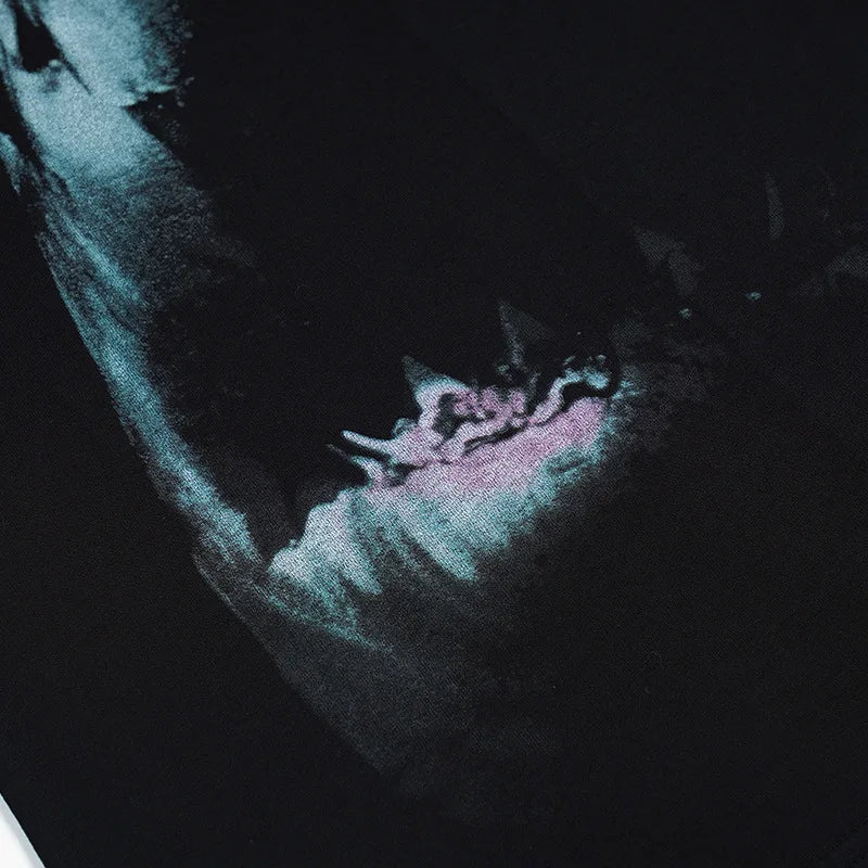 Black Color Shark Teeth Graphic Tank
