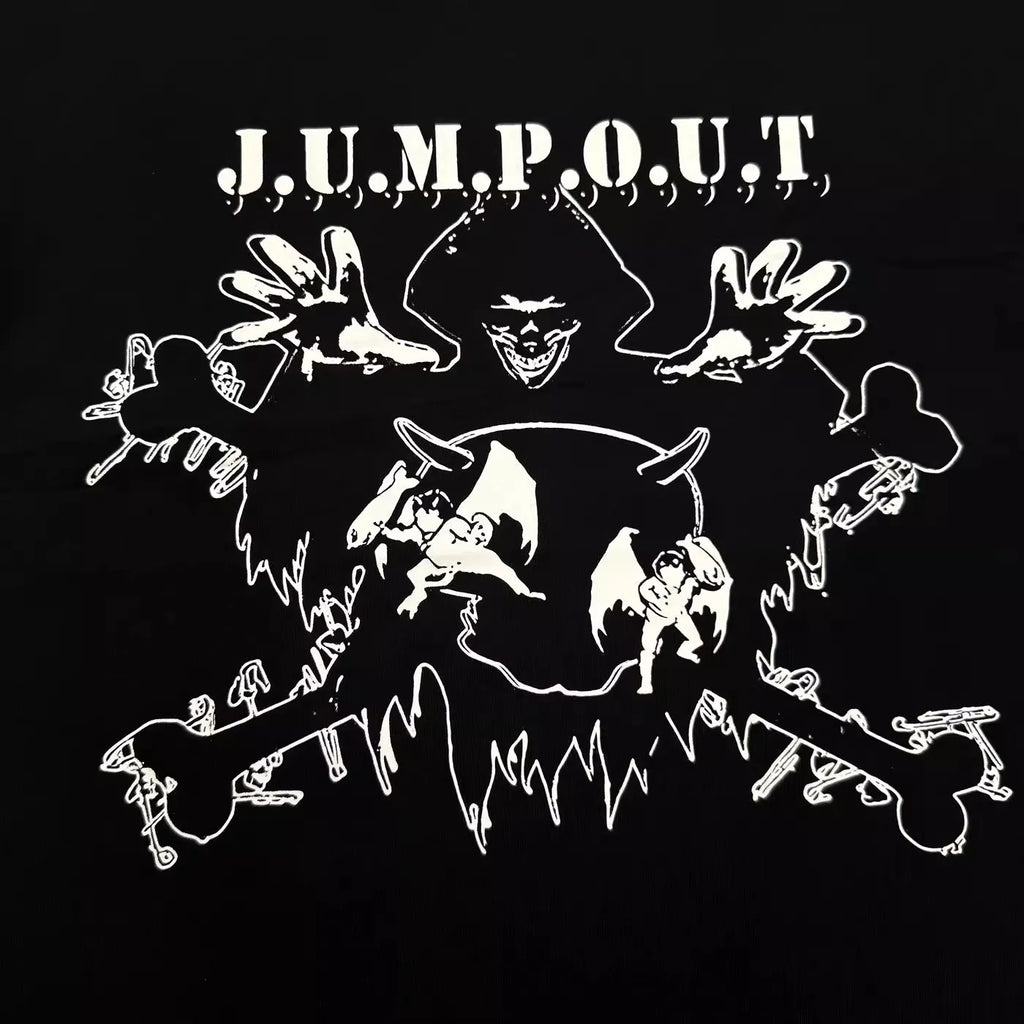 Black Jumpout Skull Fishes Graphic Tee