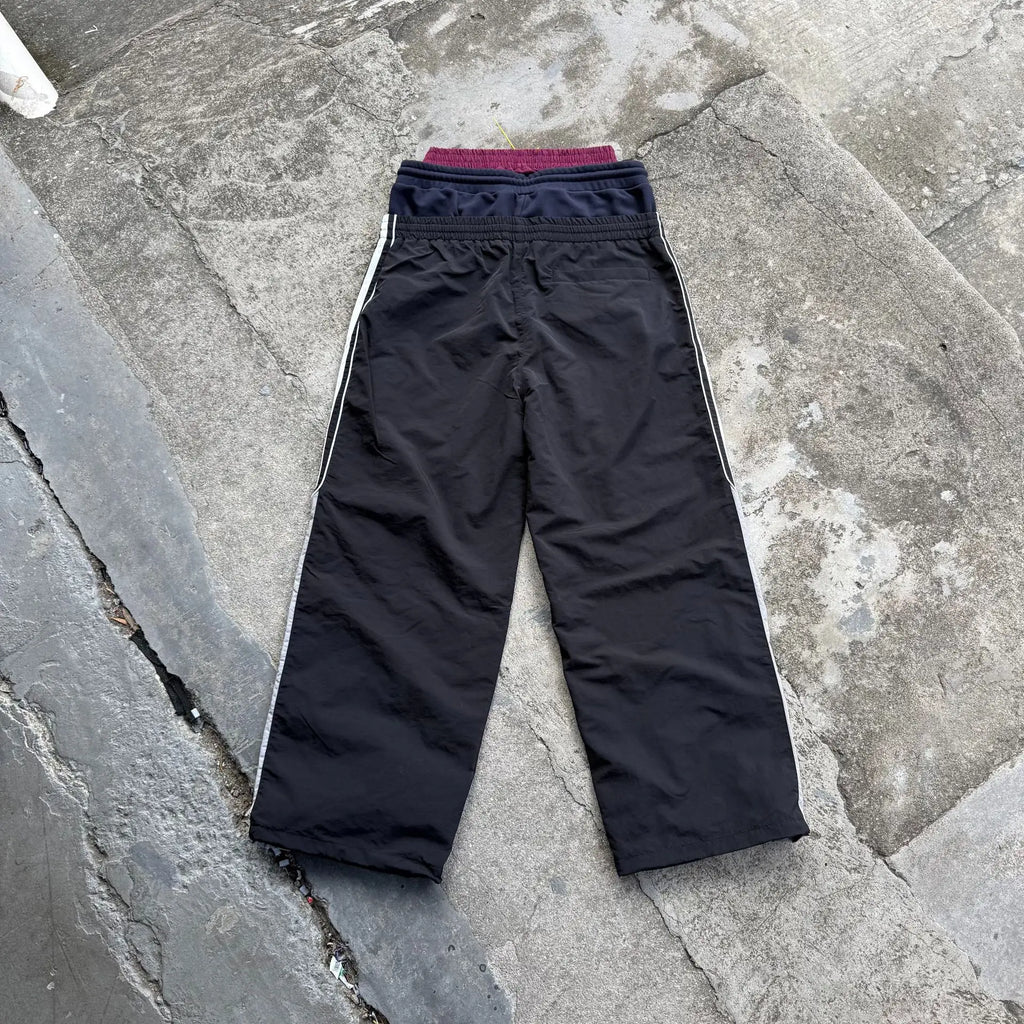Black Waists Paratrooper Nylon Cargo Pants