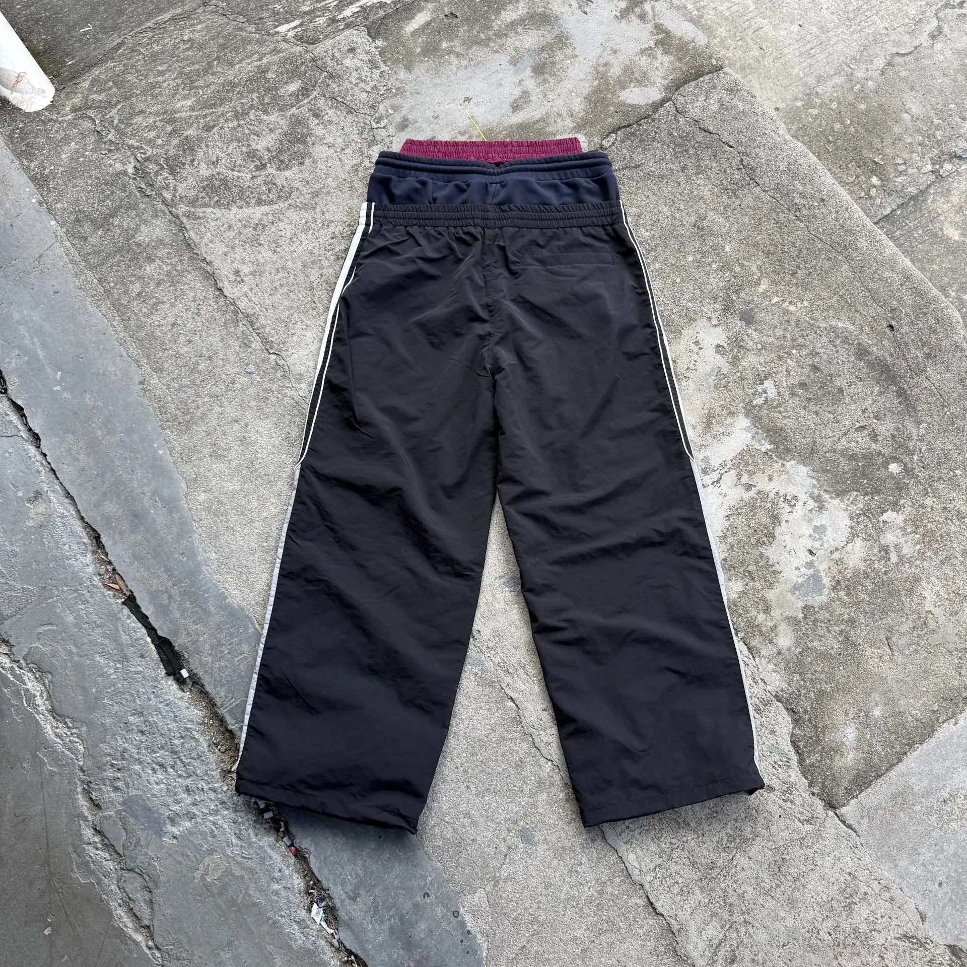 Black Waists Paratrooper Nylon Cargo Pants